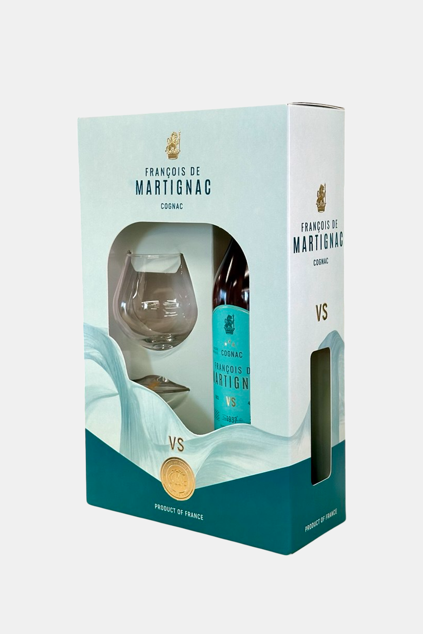 Коньяк Франсуа де Мартиньяк VS, в подарочной упаковке с бокалом, 0.7л