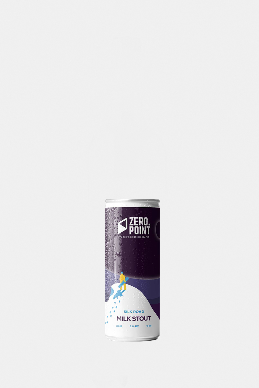 Пивной напиток Зеро Поинт "Молочный стаут" Силк Роад, темный, безалкогольный, 0.33л